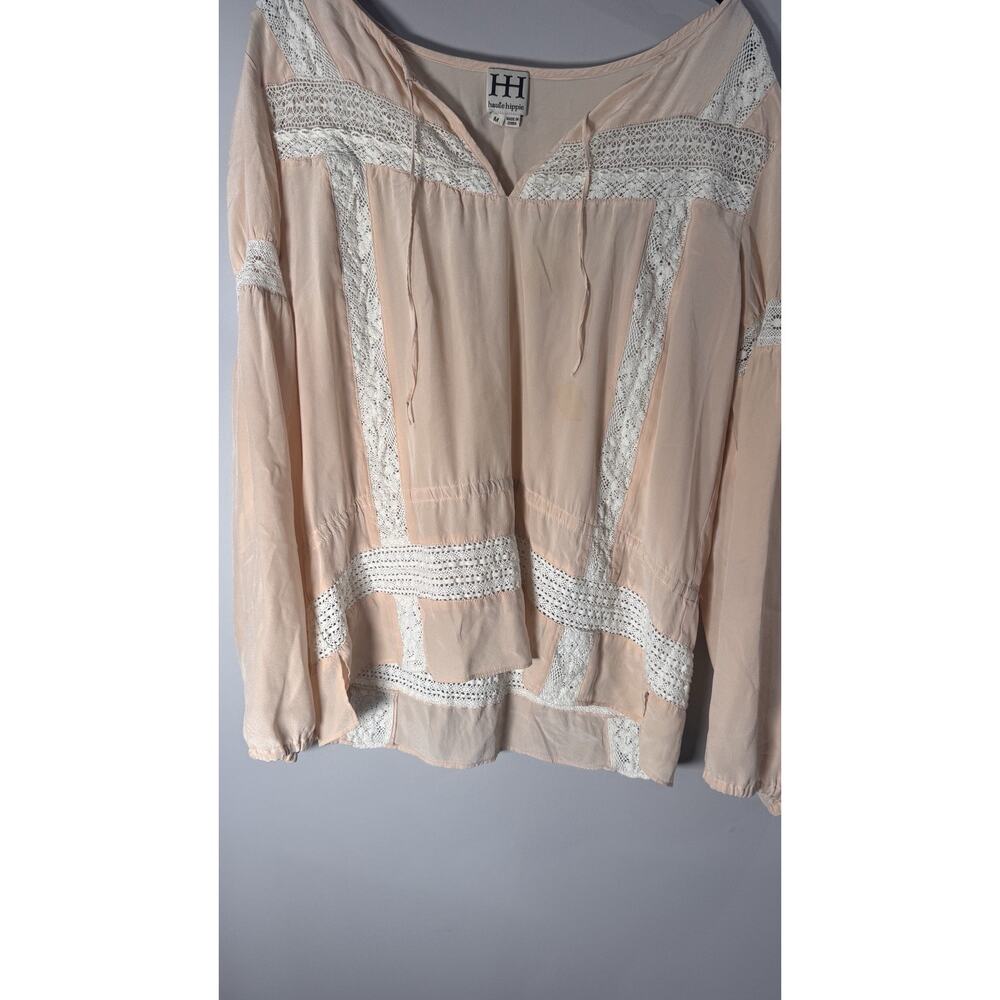 Haute Hippie Peach And Lace Blouse Shirt Size M - Picture 6 of 7